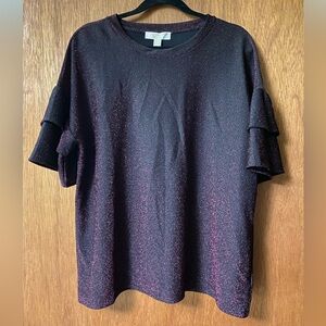 NWT - Michael Kors Shimmer Short Sleeve Top with Ruffle Sleeves